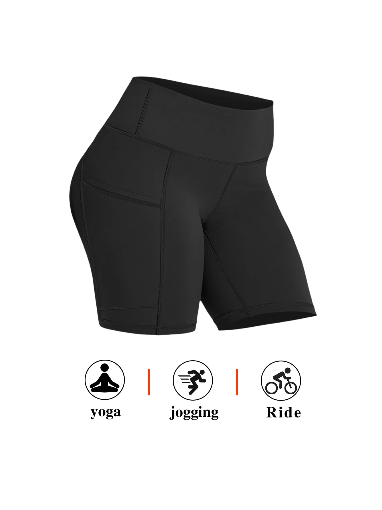 High-tummy-control shorts; pocket style.