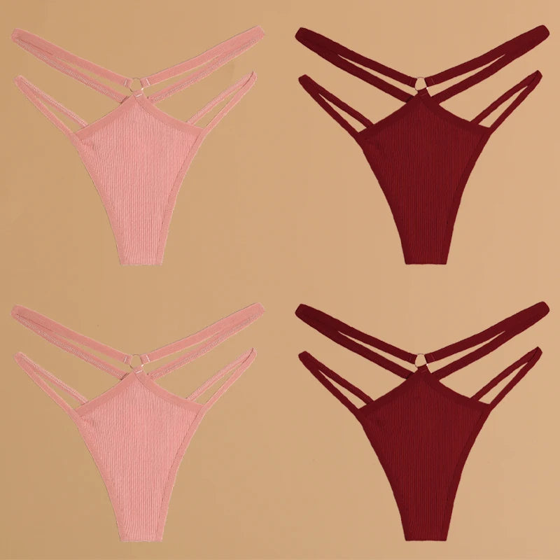 4Pcs Cotton Double Thin Thongs
