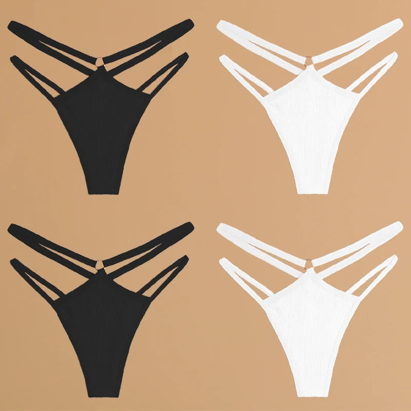 4Pcs Cotton Double Thin Thongs