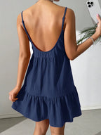 Backless Camisole Dress Ruffle Hem, Mini Dress