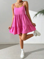 Backless Camisole Dress Ruffle Hem, Mini Dress