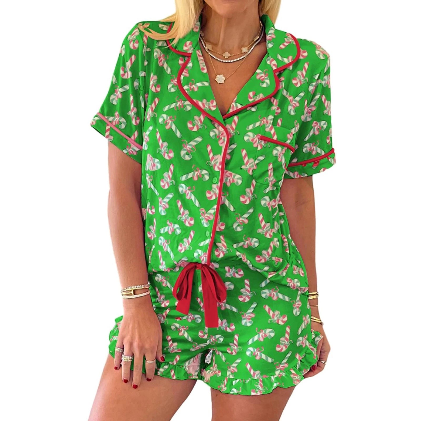 Womens Summer Pajamas  Elastic Waisted Shorts