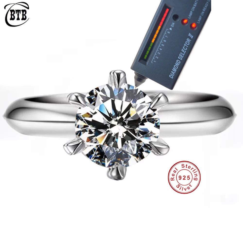 925 Sterling Silver 1-3 Ct Real Moissanite Rings Wholesale