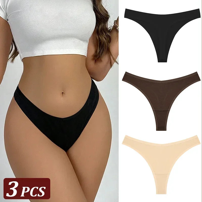 3Pcs/Set Seamless Thong Cotton Panties