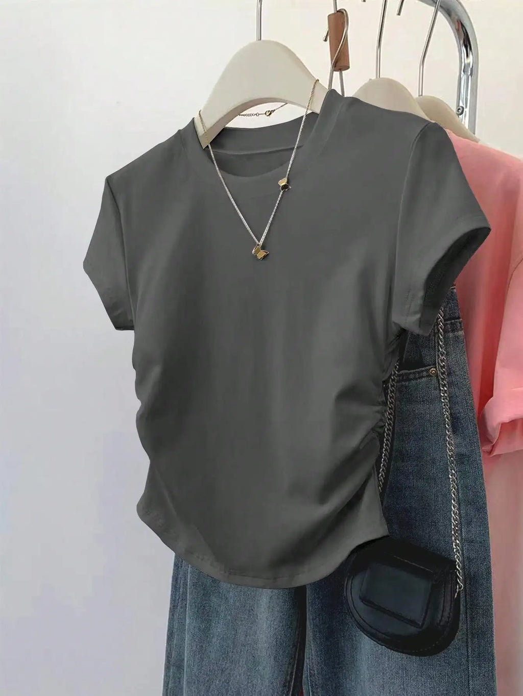 Women's Short Sleeve T-Shirt with Side Ruching