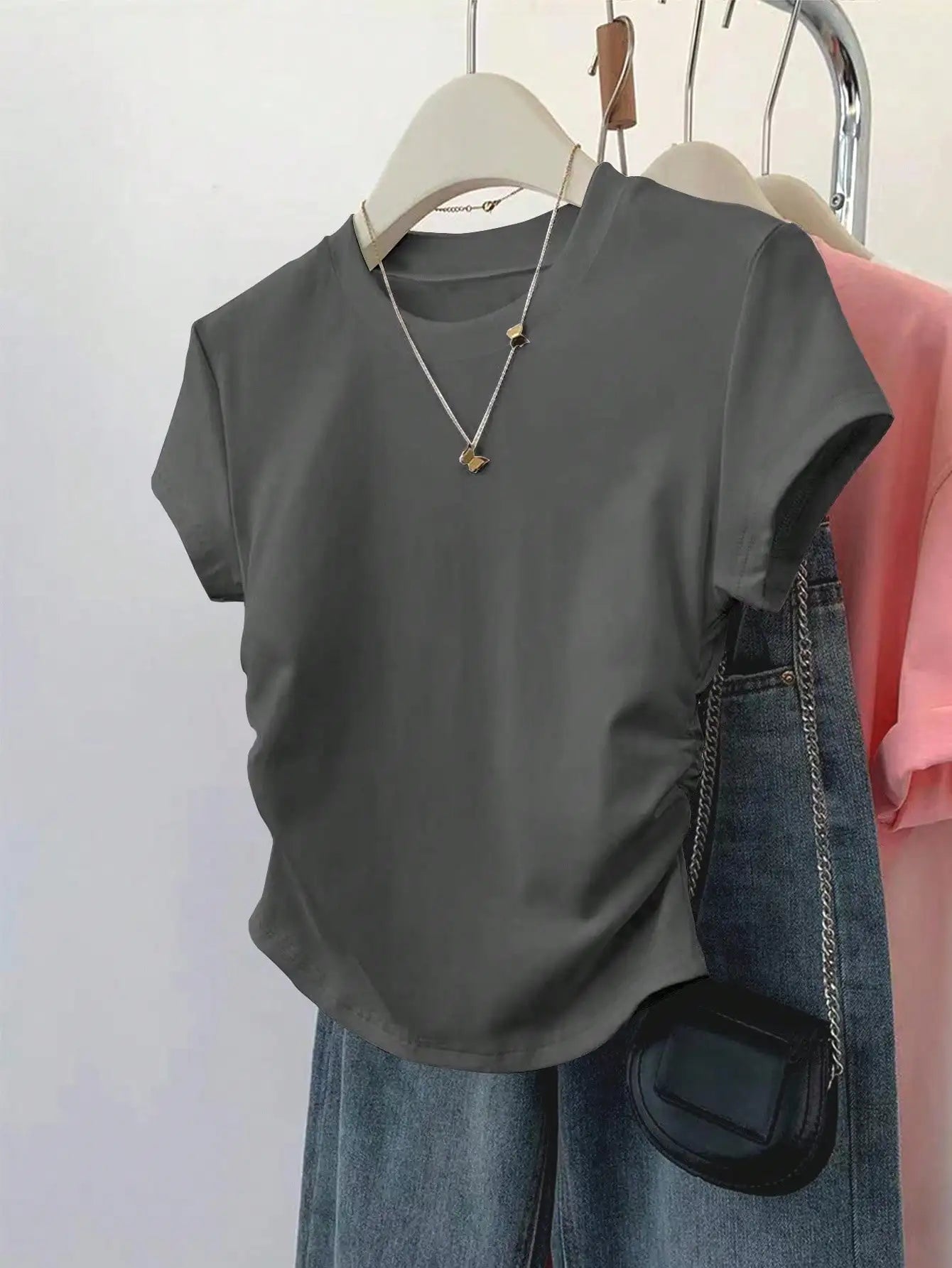 Women's Short Sleeve T-Shirt with Side Ruching