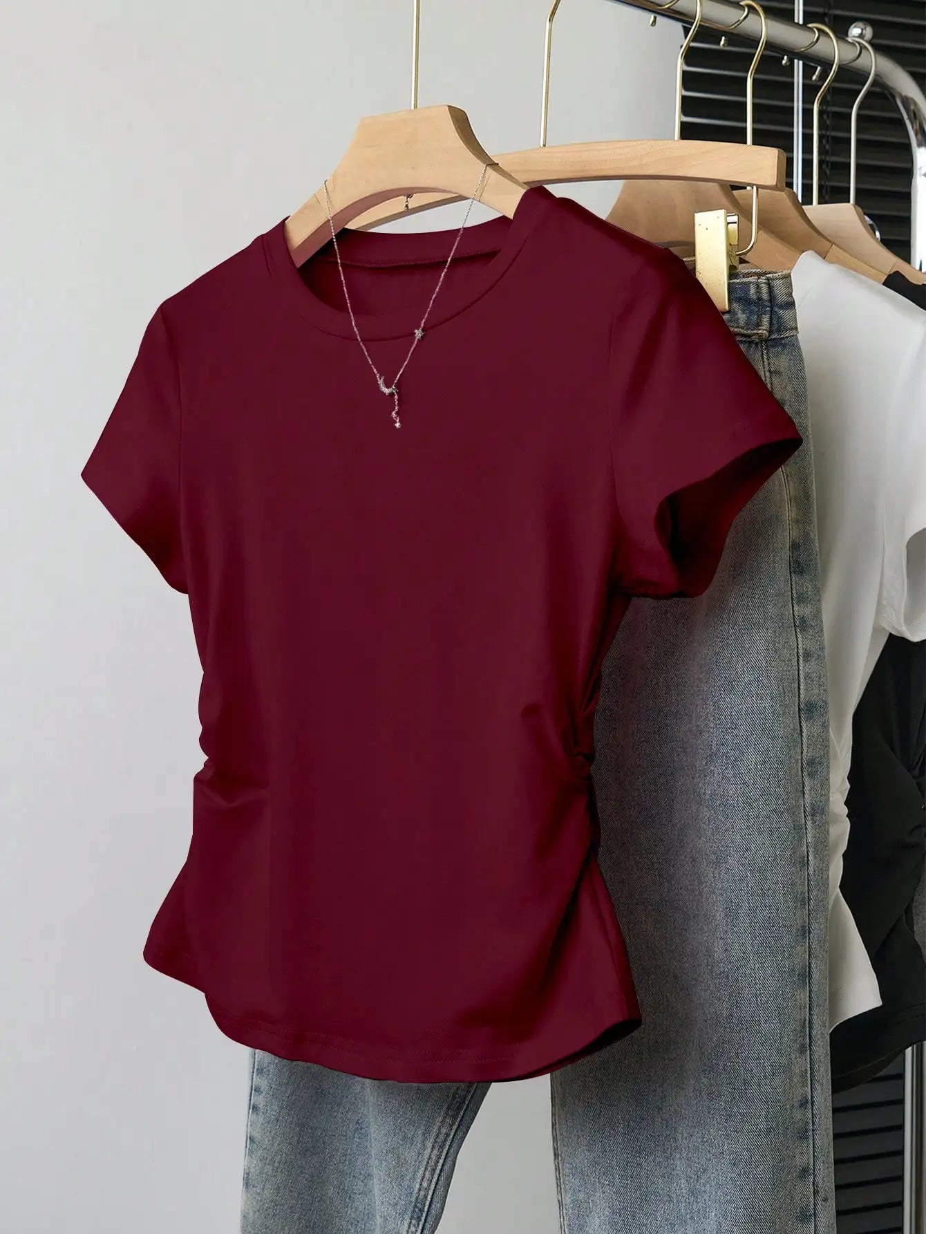 Women's Short Sleeve T-Shirt with Side Ruching