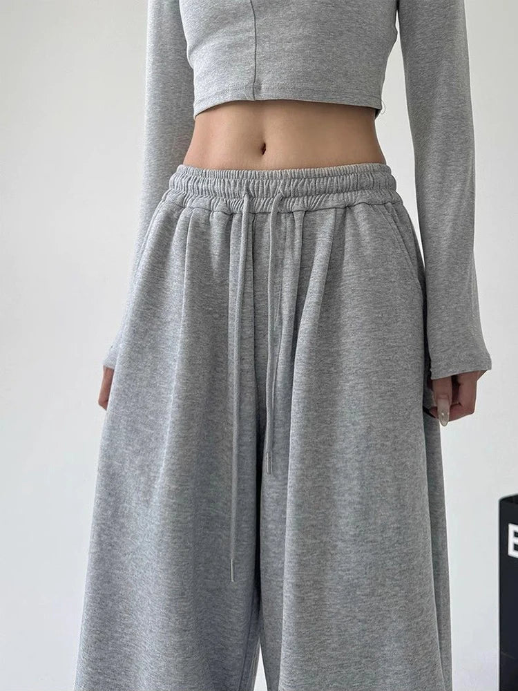 Wide Leg Sweatpants Women  Baggy Oversize High Waist Drawstring