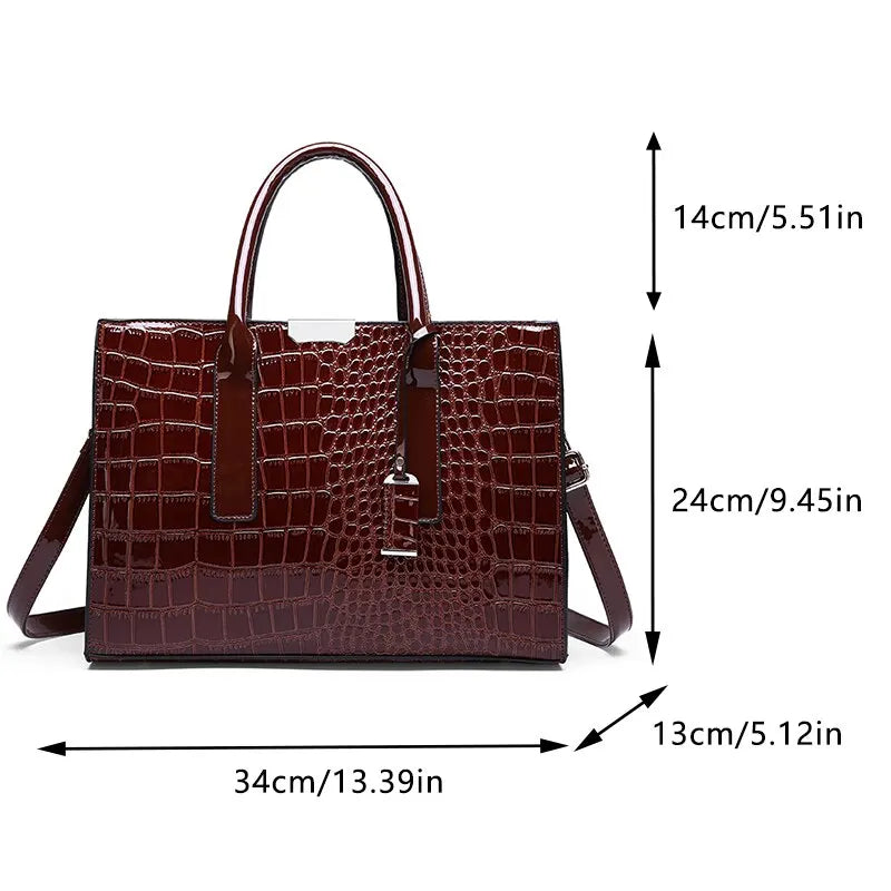 Crocodile Print Women Handbags Purse Tote
