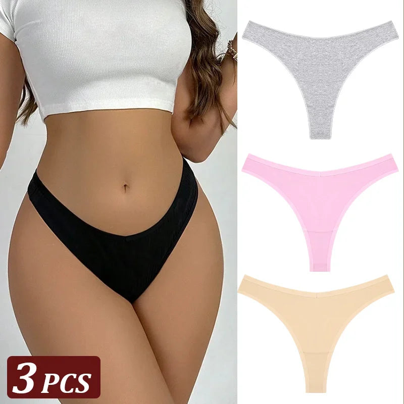 3Pcs/Set Seamless Thong Cotton Panties