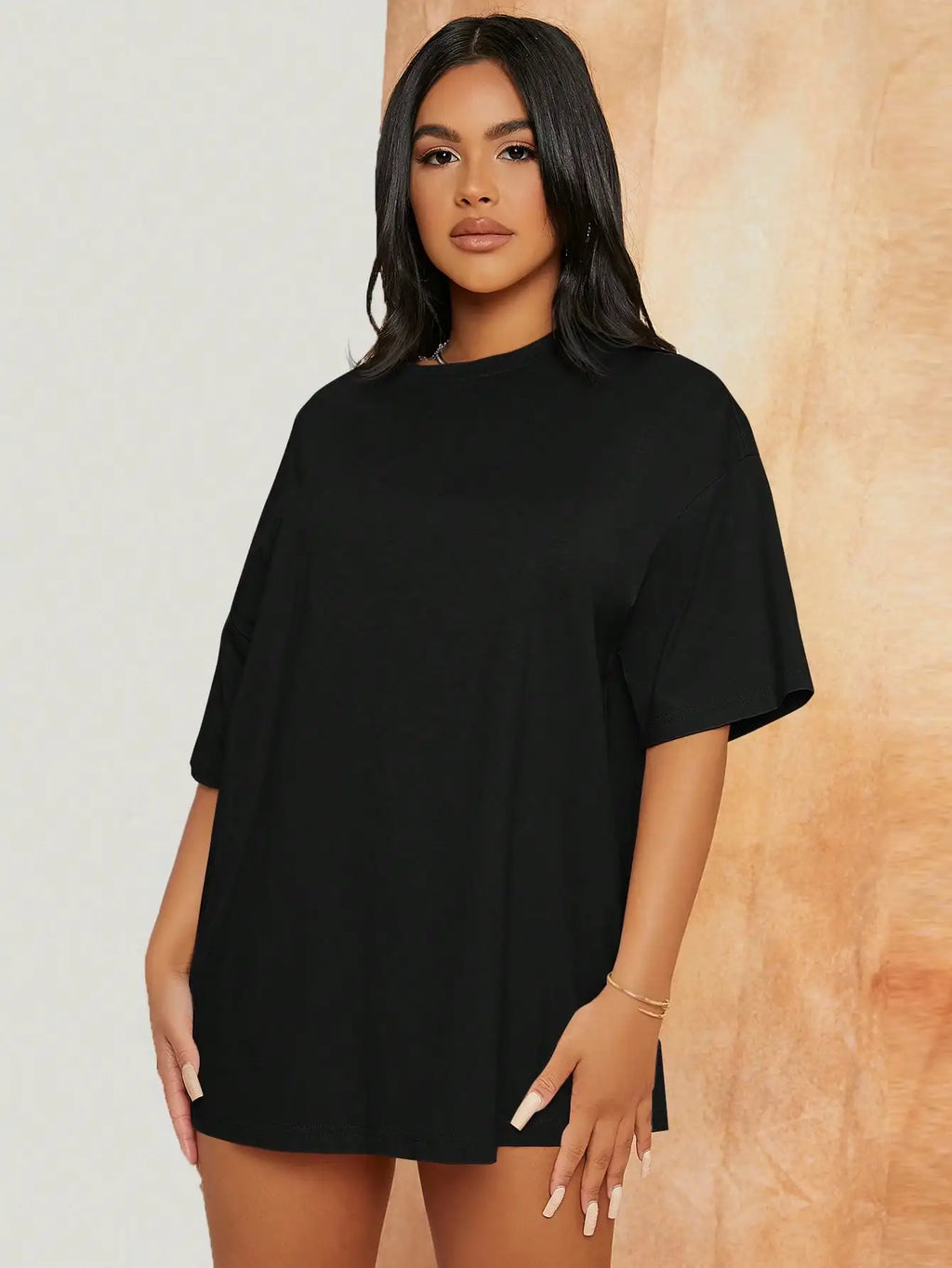Oversized Cotton Drop Shoulder T-Shirt for Women