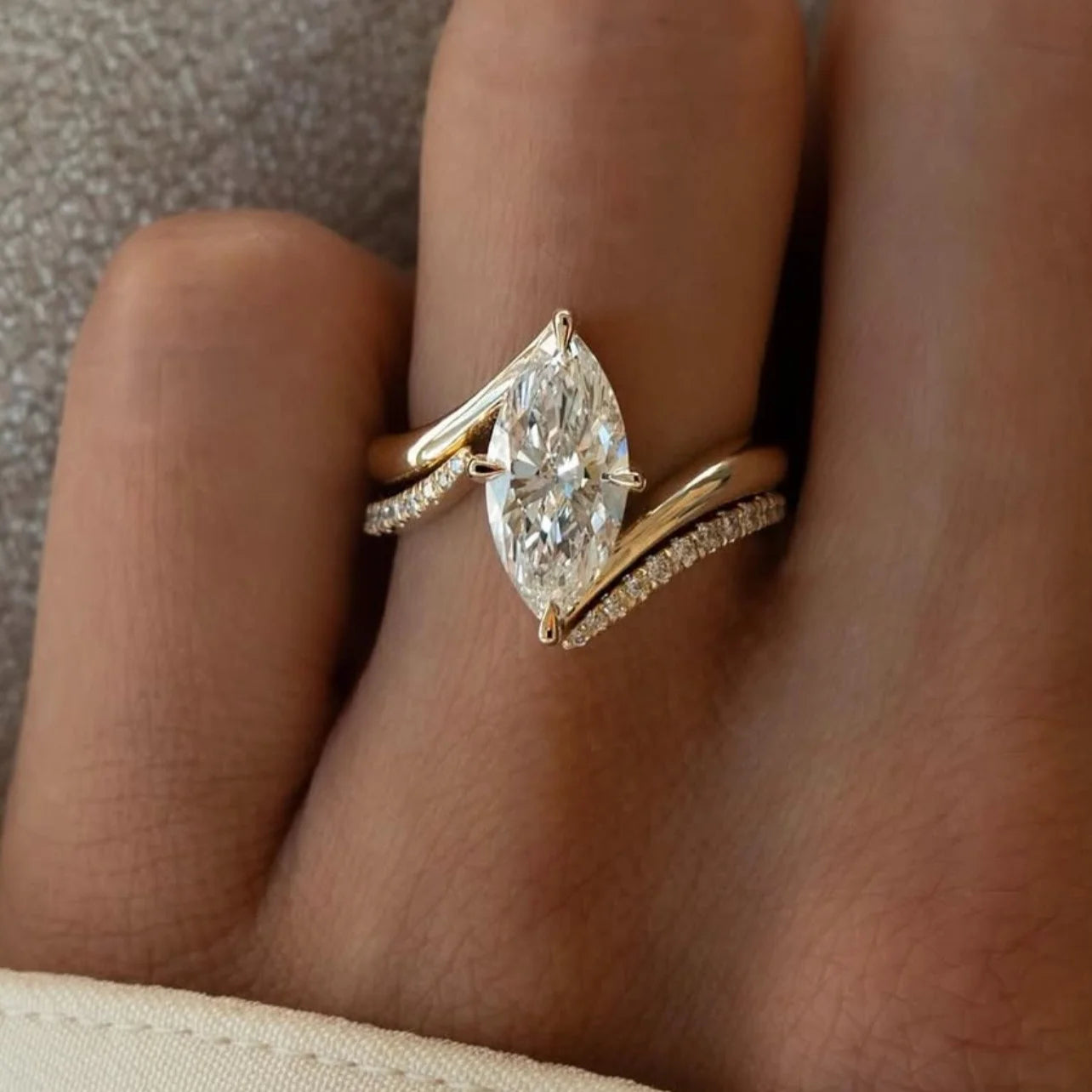 2PC 3CT Marquise Moissanite Bridal Wedding Set, S925 Sterling  silver