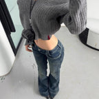 Low-Waist Bell Bottom Denim Jeans Women