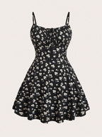 floral elegant thin strap camisole dress