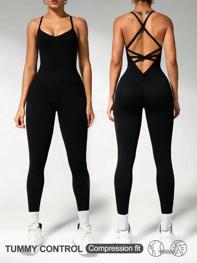 Women's Black Compression Jumpsuit