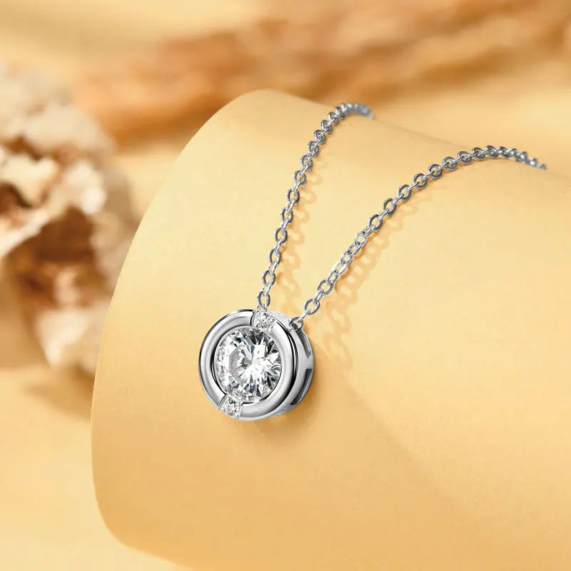 6.5mm Moissanite Bubble Pendant Necklace 925 Sterling Silver