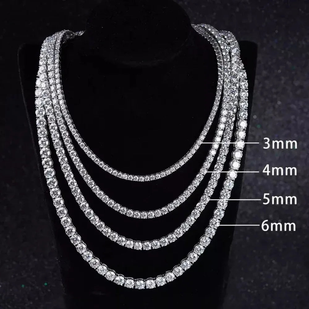925 Sterling Silver 3mm 4mm 5mm Moissanite Diamond Necklace