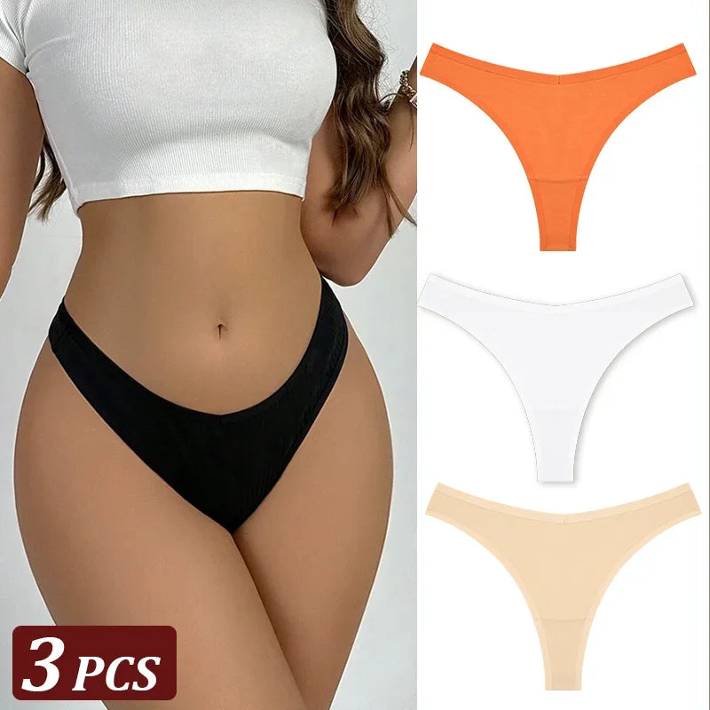 3Pcs/Set Seamless Thong Cotton Panties