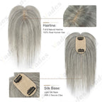 Human Hair Topper with Bangs Hand-Tied Thin 
5 * 9cm Base Light Weight Clip