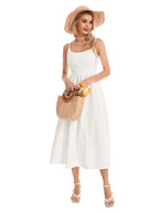 Womens Midi Dress Spaghetti Strap