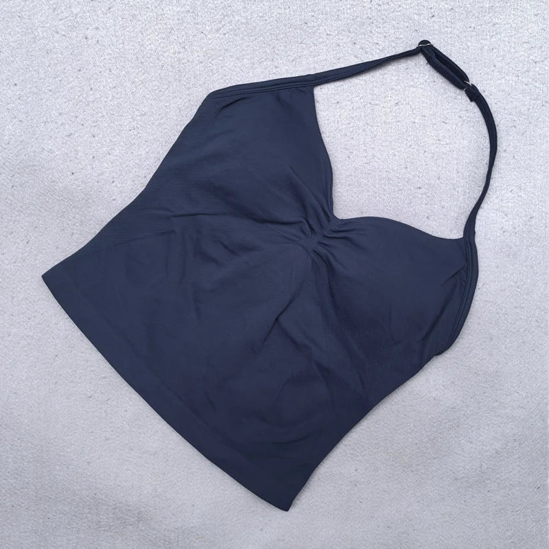 Adjustable Women Scrunch Bra Removable Cups Yoga Tank