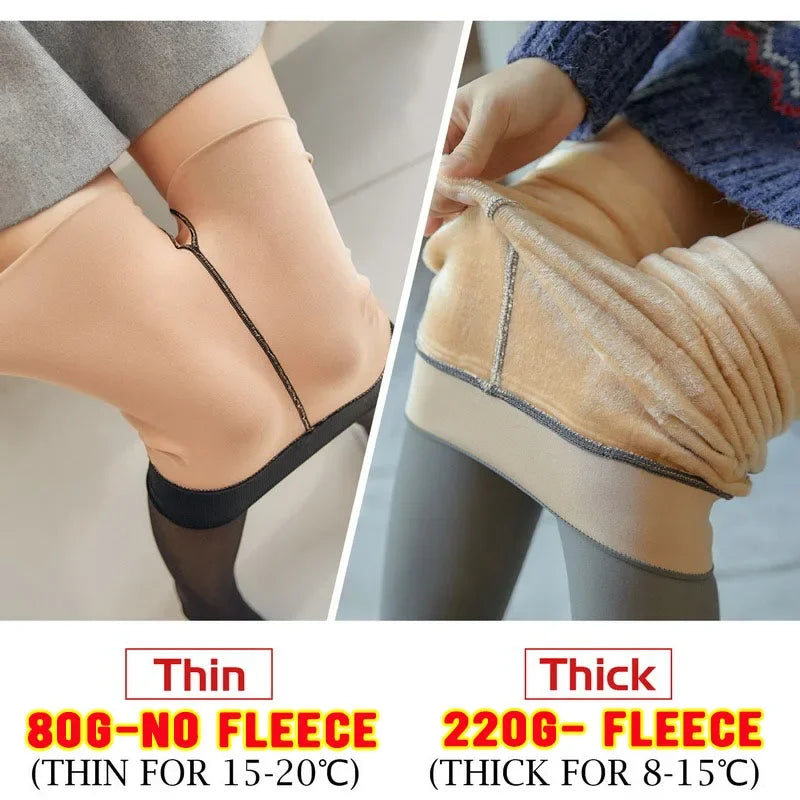 Winter Women Seamless Translucent Velvet Leggings  Pantyhose