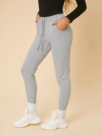 Black Drawstring Waist Jogger Pants with Elastic Cuffs