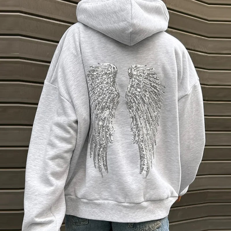 Women's Shinny Angel Wings Hooded Jacket and Pant set