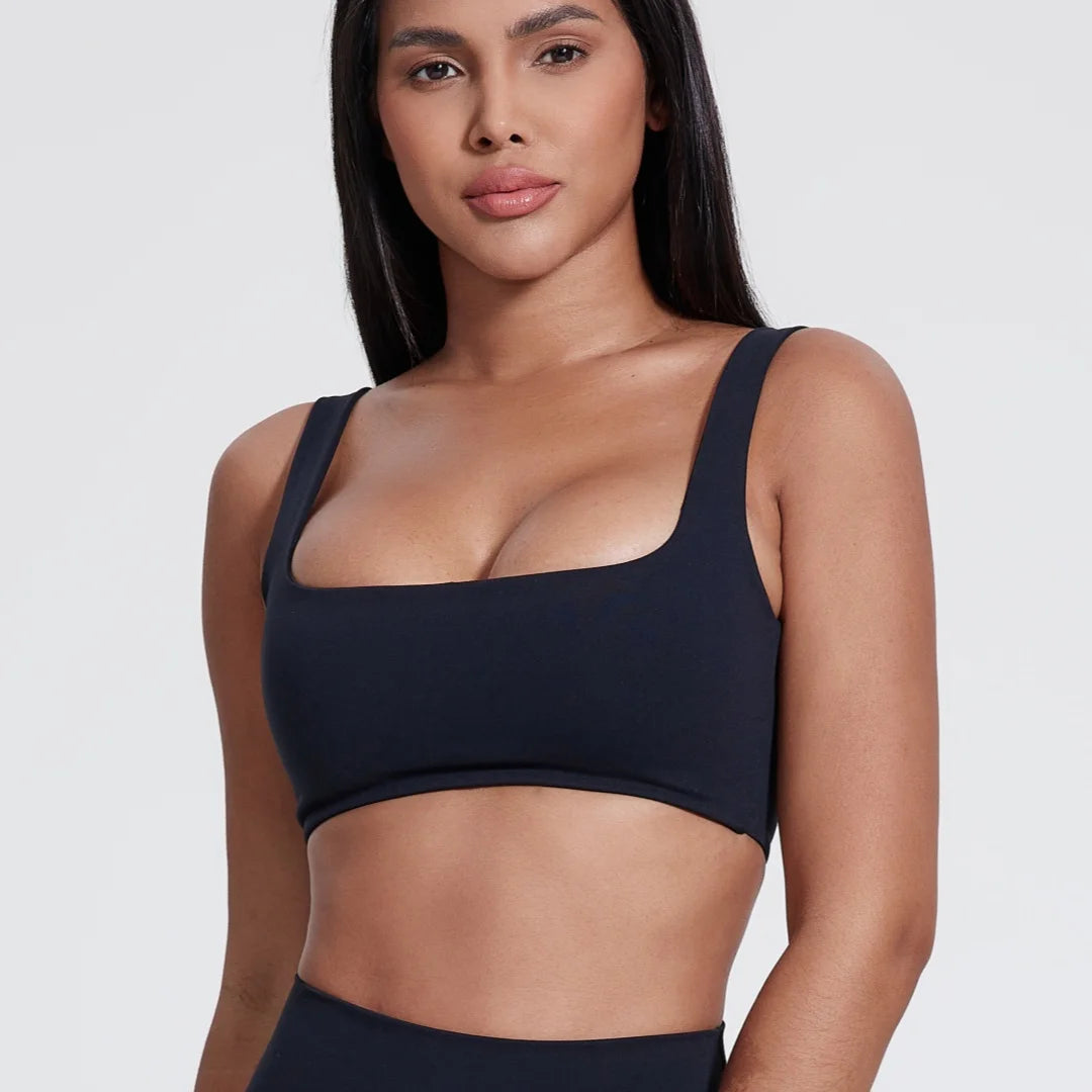 Solid Color Hollow back shoulder strap Underwear Women  Fitness sport Bra Top
