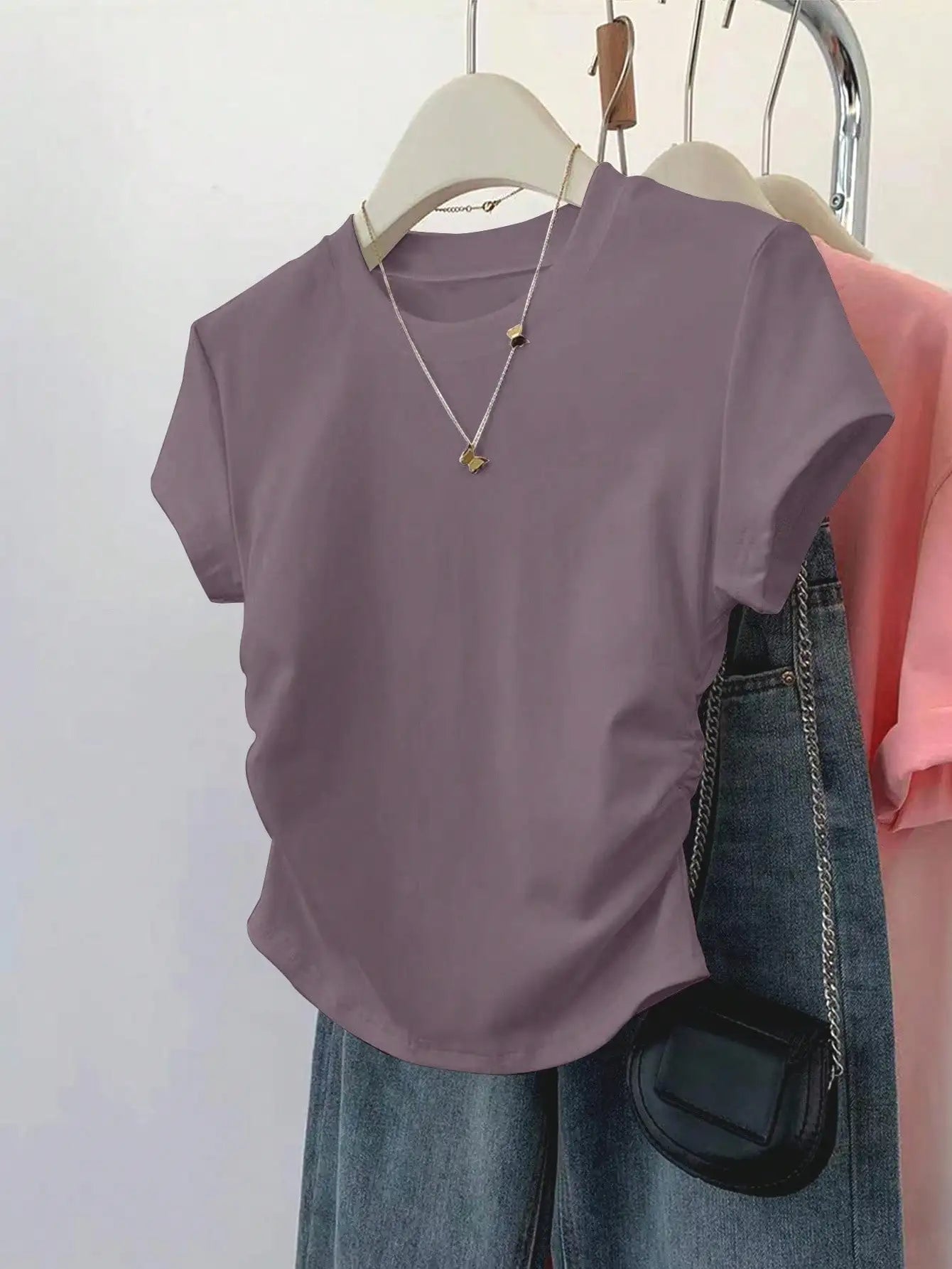 Women's Short Sleeve T-Shirt with Side Ruching