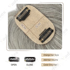 Human Hair Topper with Bangs Hand-Tied Thin 
5 * 9cm Base Light Weight Clip