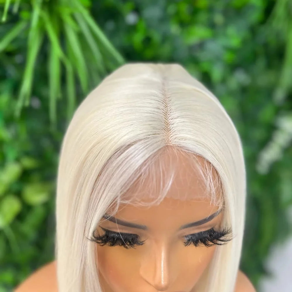 Platinum White Short Bob Straight Lace Front Wigs Human Hair 13x4 HD Lace Front Wigs Glueless Wigs Pre Plucked 180% Density