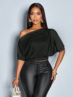 Women's Off Shoulder Ruched Top with Puff Sleeves