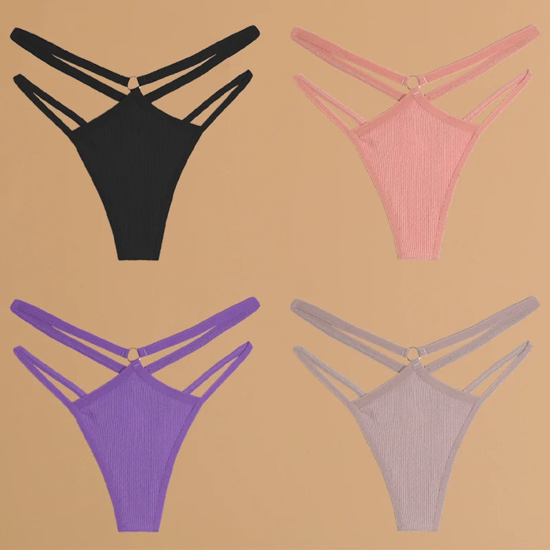 4Pcs Cotton Double Thin Thongs