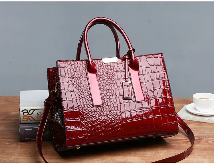 Crocodile Print Women Handbags Purse Tote