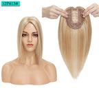 10x12cm Women Human Hair Toppers Silk Base Straight
 4 Clips In Hair Piece Brown Blonde