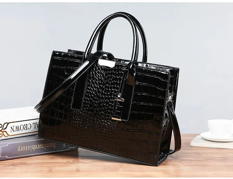 Crocodile Print Women Handbags Purse Tote