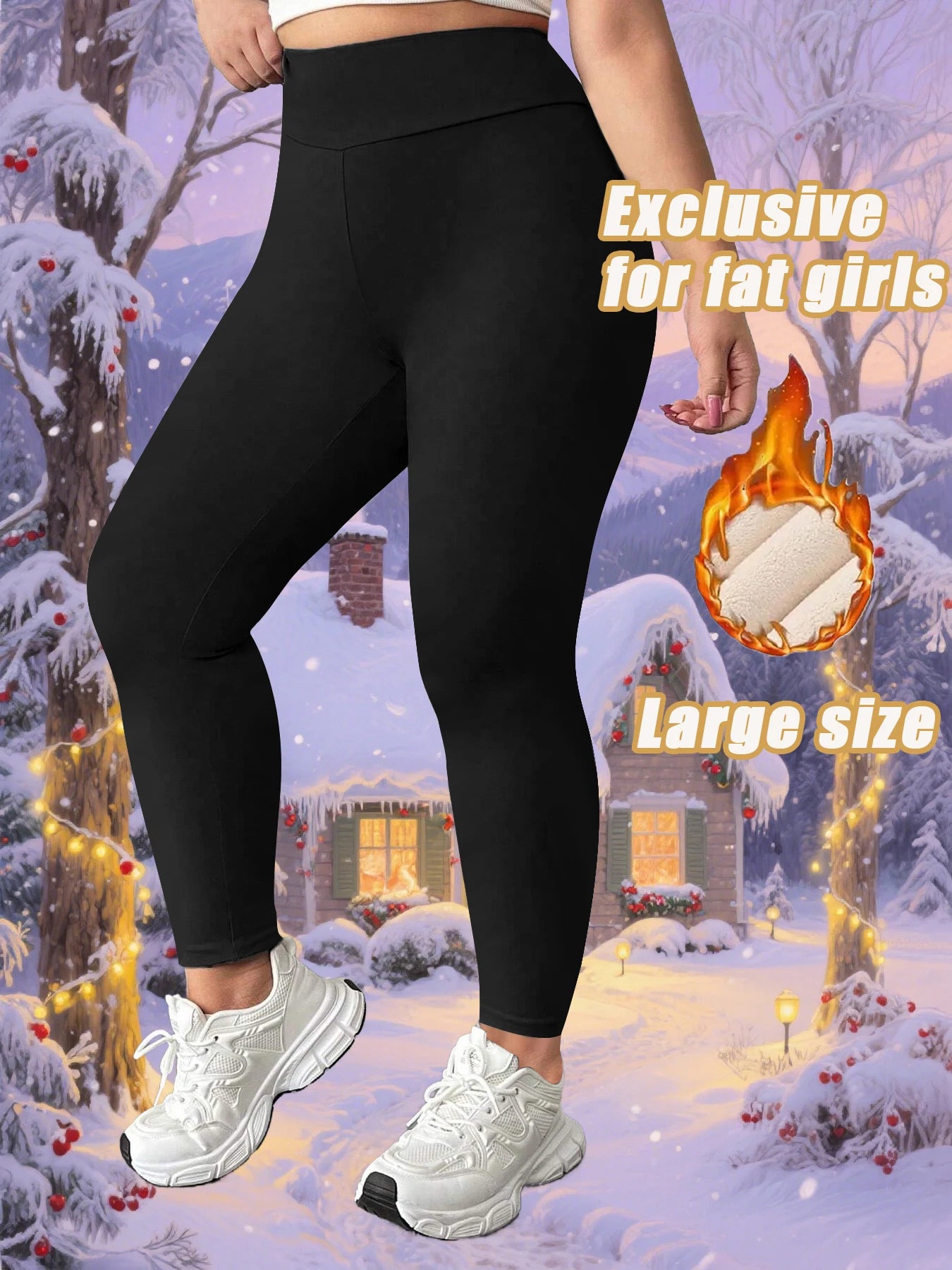 Plus - size Winter Fleece -Leggings For Women, High Elastic