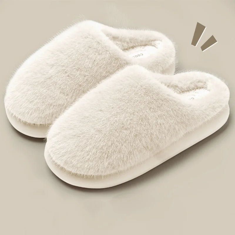 Faux Furry Warm Home Cotton Slippers Women