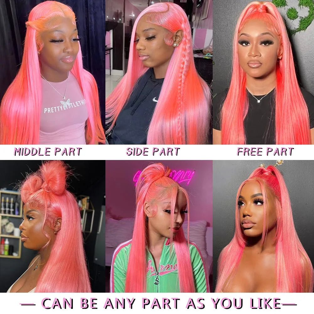 Pink Lace Front Wigs Human Hair Straight 13x6 
HD Pink Lace Front Wig Human Hair Pre Plucked with Natural Hairline Colored
