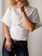 Cropped T-Shirt with Puff Sleeves