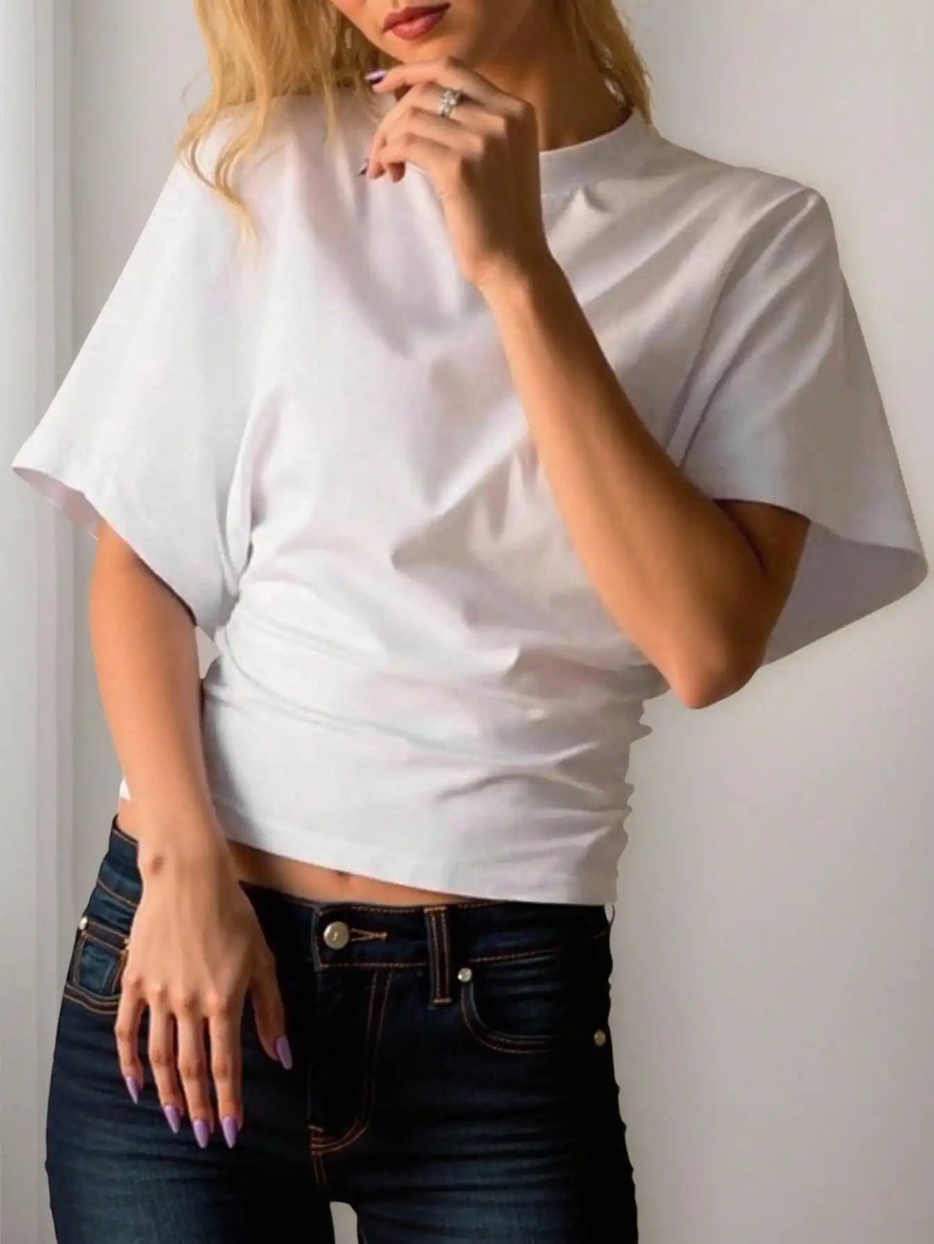 Cropped T-Shirt with Puff Sleeves