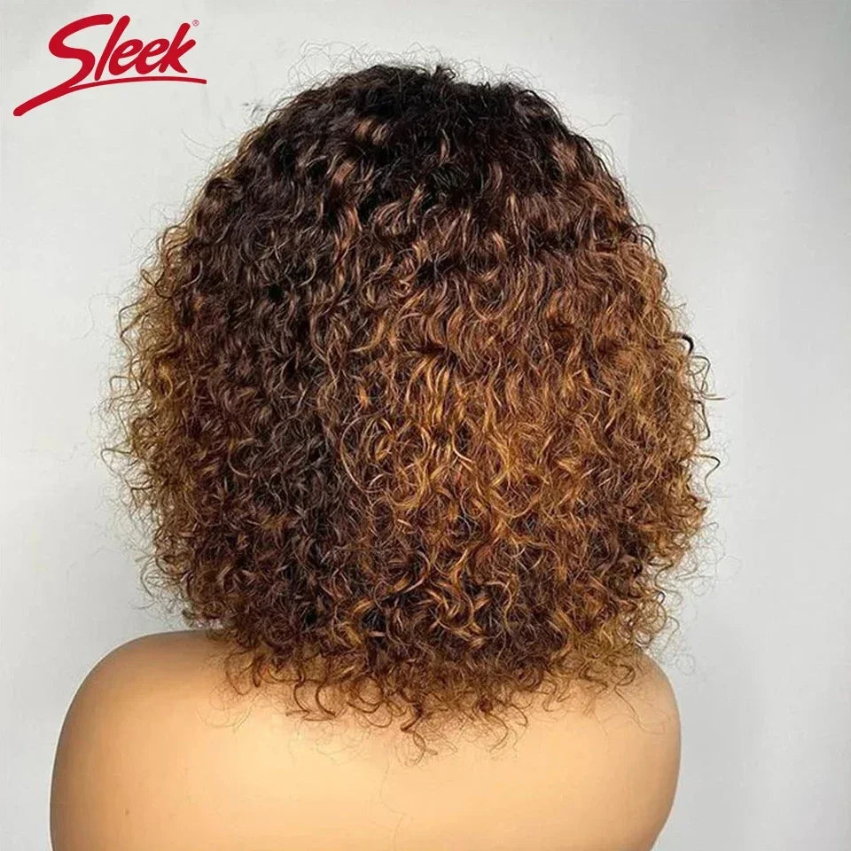 Curly Human Hair Wigs Full Machine Made for Women 
Short Bob With Bangs Affordable Natural Black Hairline Styling Ready