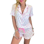 Womens Summer Pajamas  Elastic Waisted Shorts