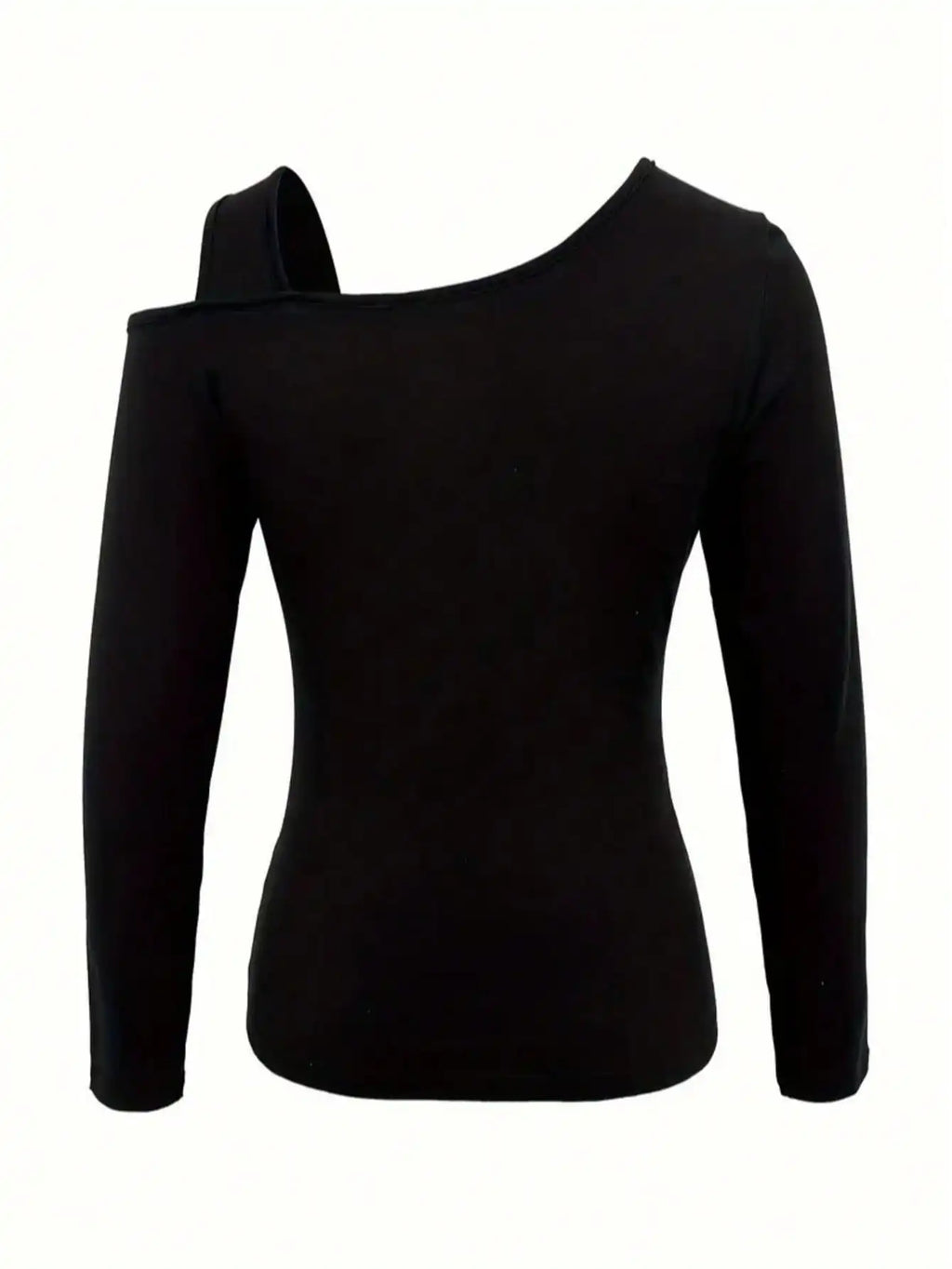 Hollow Out Asymmetric Shoulder Long Sleeve T-Shirt
