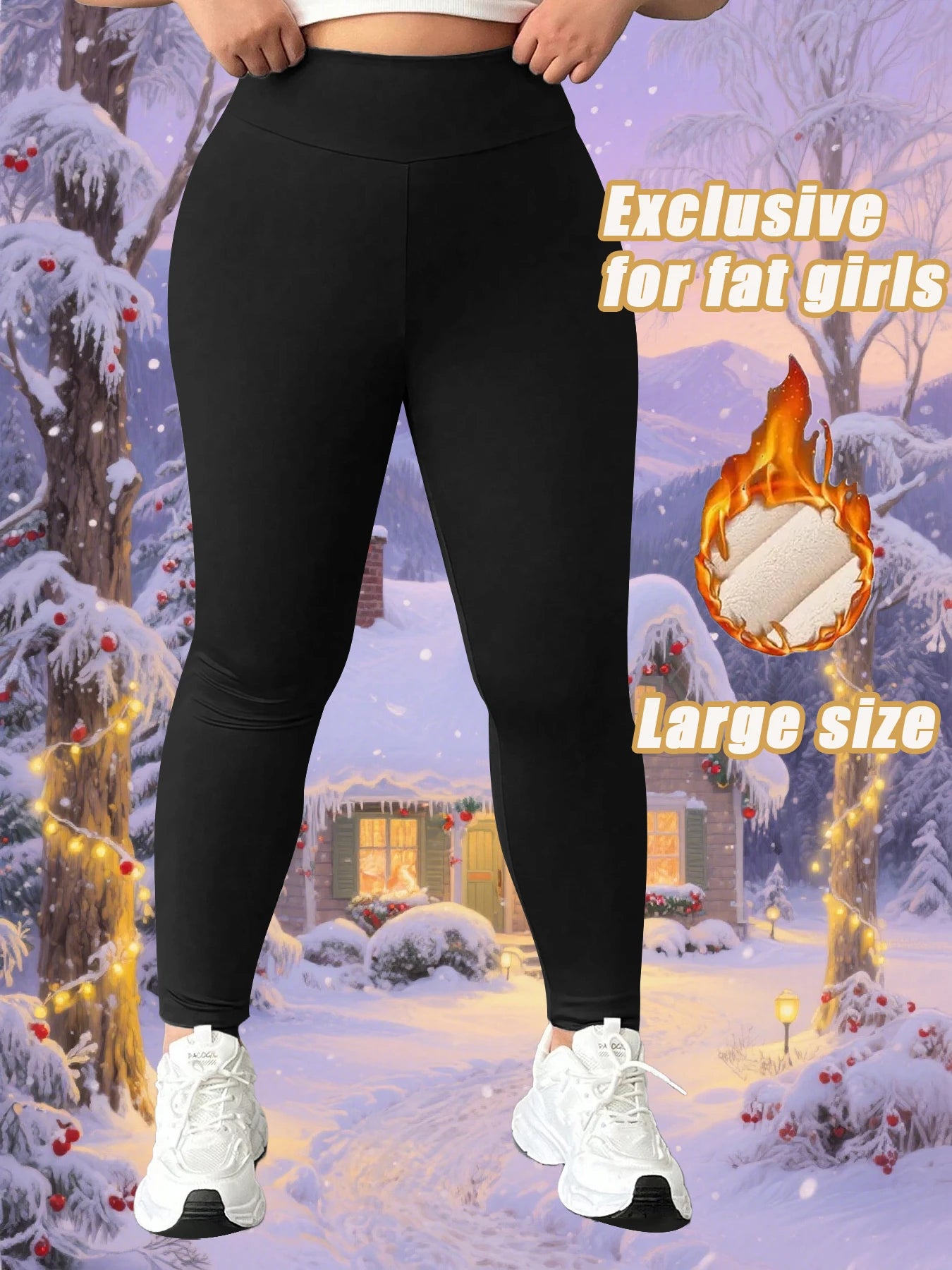 Plus - size Winter Fleece -Leggings For Women, High Elastic