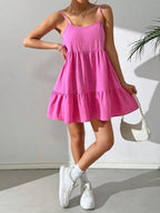 Backless Camisole Dress Ruffle Hem, Mini Dress