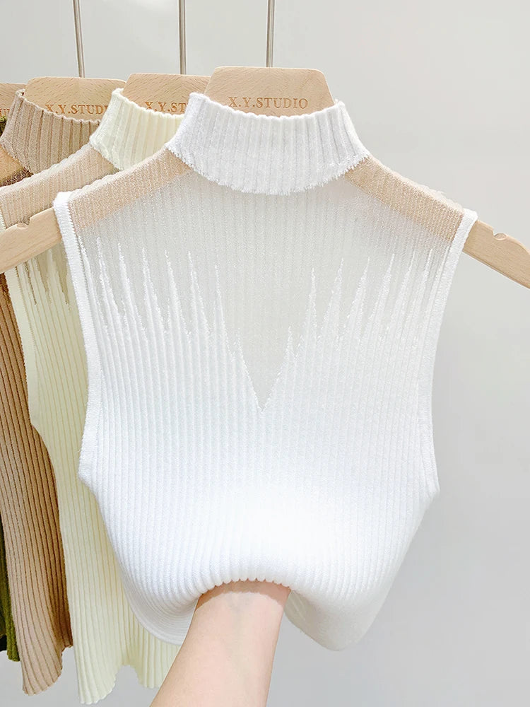 Mesh Knitted Tank Top Sweater Chic  Tube Top