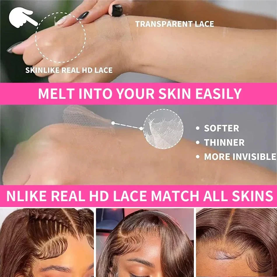 Body Wave Chocolate Brown Lace Front Wigs Human Hair
 Pre Plucked Brazilian Brown Virgin Hair Glueless HD Frontal Wig