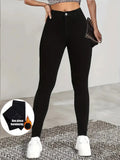 Women's high waisted basic black jeans, pencil legs